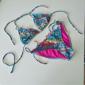 Xhilaration brand paisley print 2 piece string bikini
